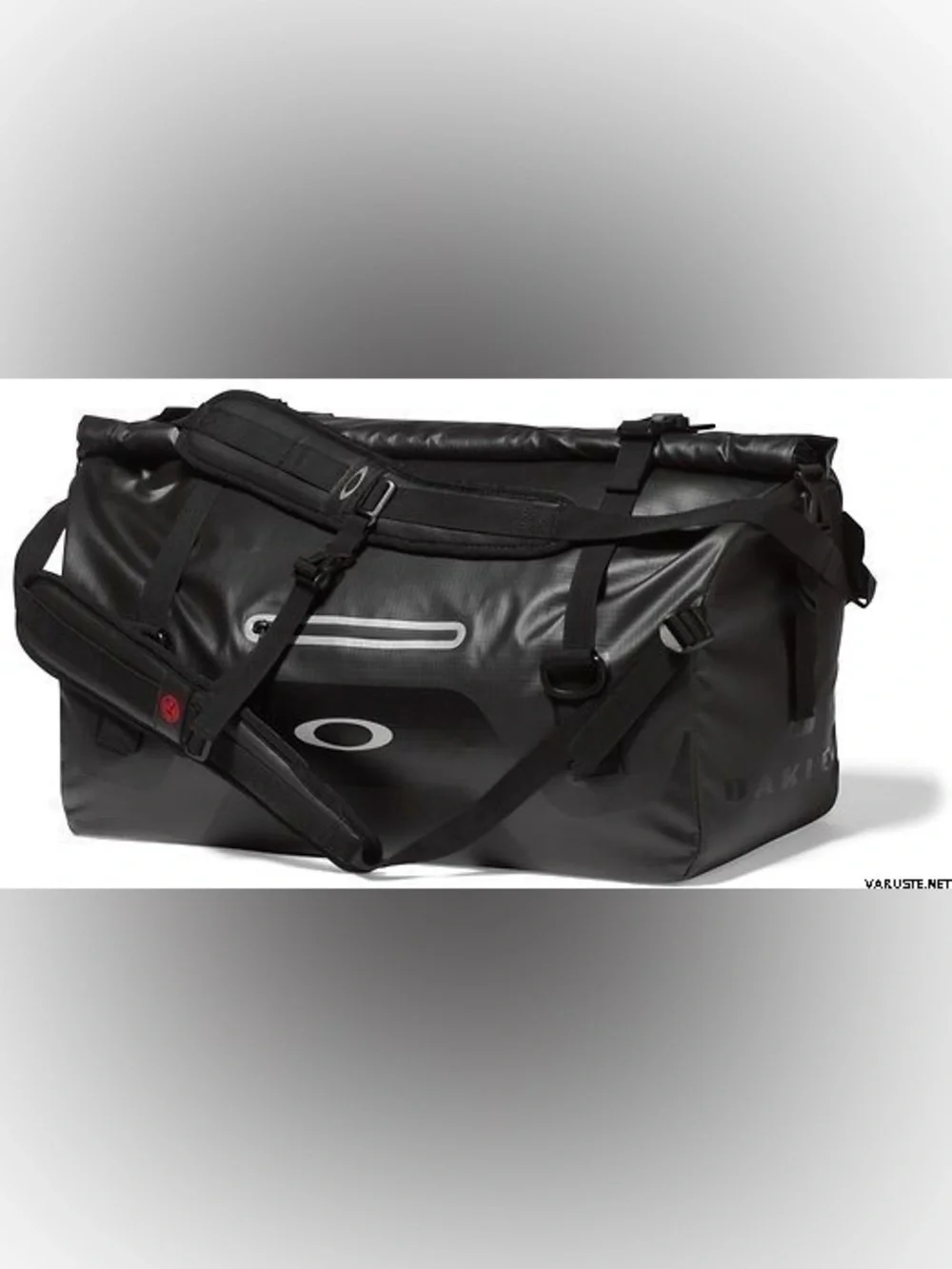 Oakley Motion 42 canvas bag in black features a waterproof roll-top design.